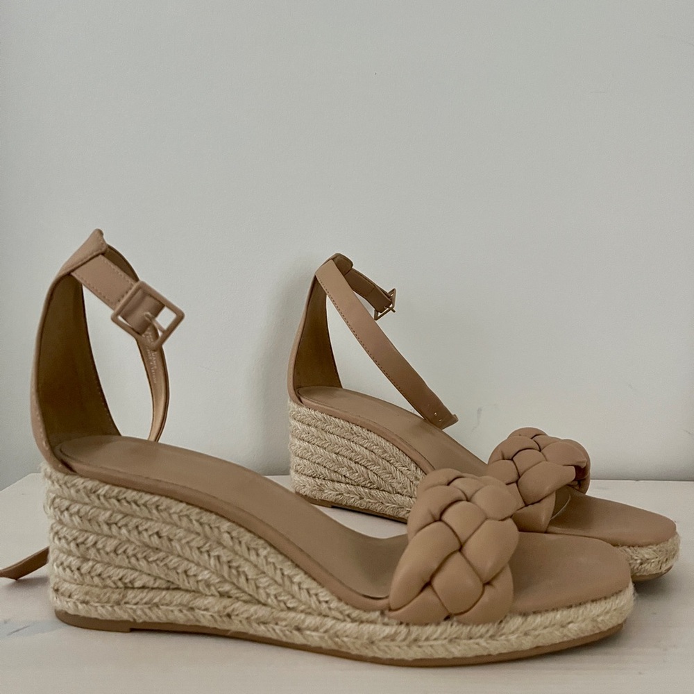 H&M Tan Wedge Espadrilles with Braided Detail